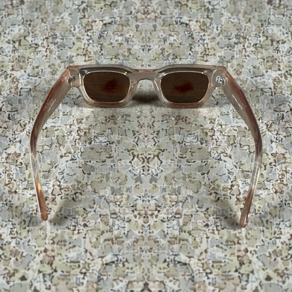 Elegant Transparent Brown Sunglasses with Rose Color Frame